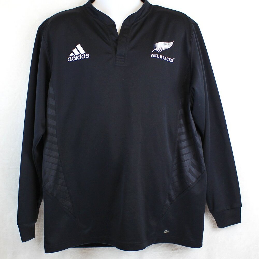 Rare Adidas Rugby Long Sleeve New Zealand All Blacks Home Jersey XL